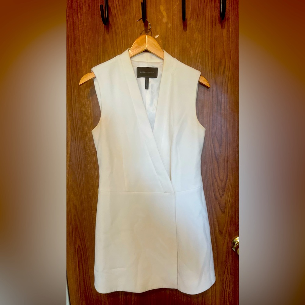 Pre-owned - BCBG Maxazria White "Caryn" Wrap Vest Dress Sleeveless Size XS